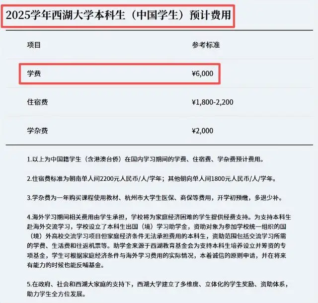 西湖大学学费引热议!国内生6000元,留学生为啥35万?
